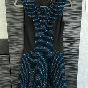 Liquid New York Blue Tweed Color Block Dress